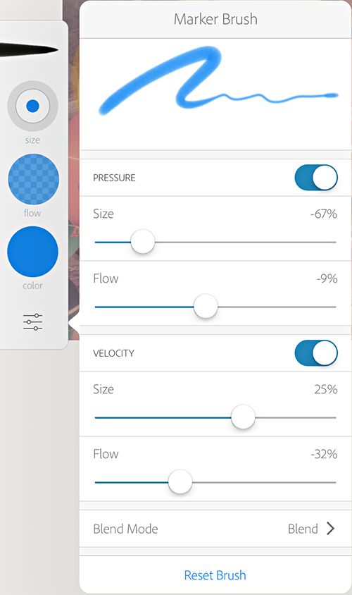 내장 브러시를 선택하여 캔버스에서 사용할 수 있습니다.