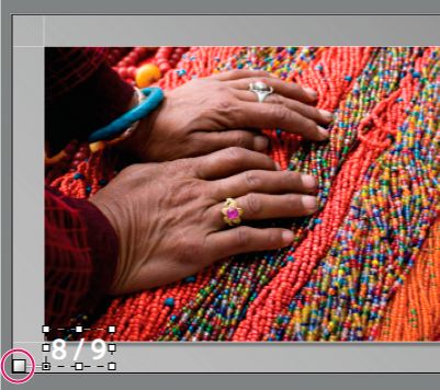 Tekstbokser som er ankret til en cellelinje i Lightroom Classic CC