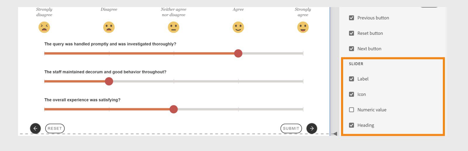 interfaz de captivate que muestra las personalizaciones a nivel de regulador 