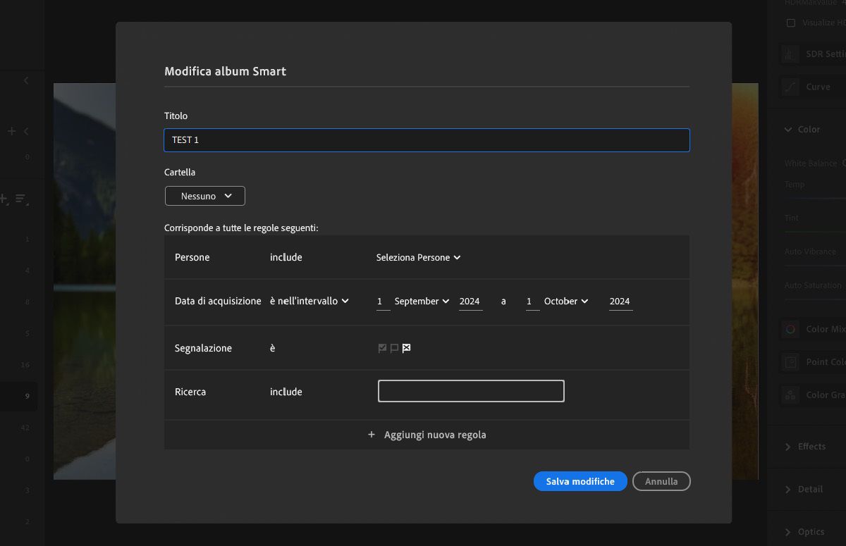 creare album avanzati in lightroom per cercare rapidamente le foto