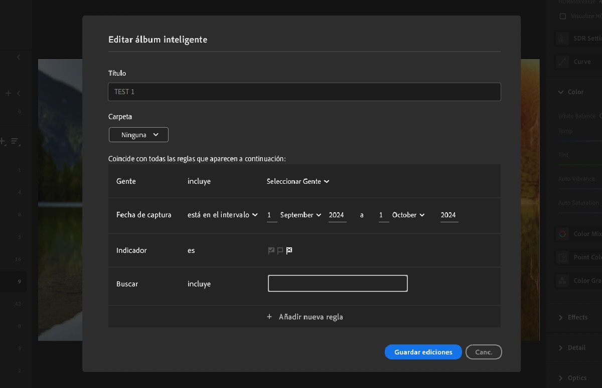 Cree álbumes inteligentes en Lightroom para buscar rápidamente fotos