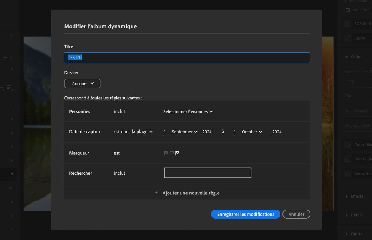 Création d’albums dynamiques dans Lightroom pour rechercher rapidement des photos