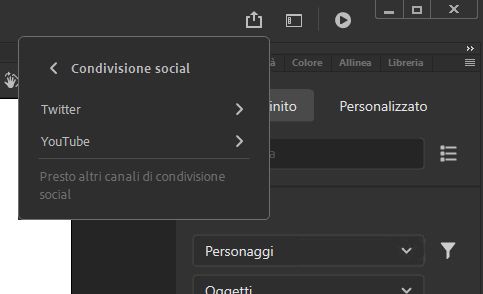 Pannello Condivisione social