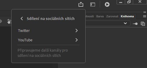 Panel pro sdílení na sociálních sítích