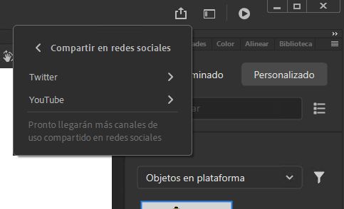 Panel Compartir en medios sociales