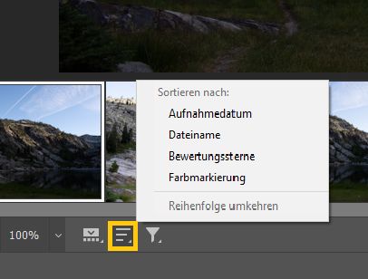 Fotos schnell im Camera Raw-Filmstreifen sortieren