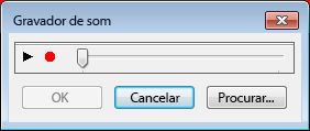 Caixa de diálogo do gravador de som