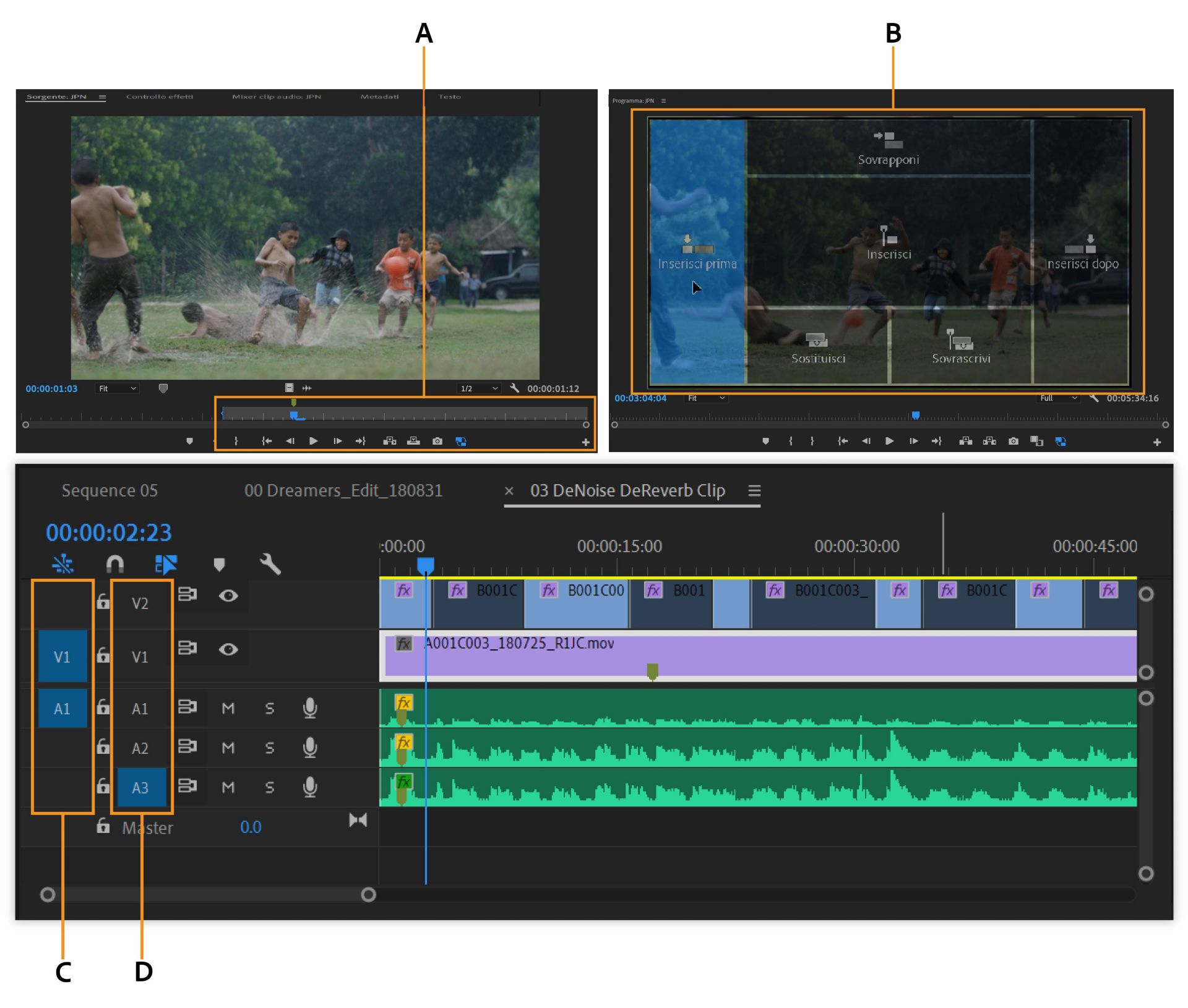 Patching sorgente e definizione delle tracce di destinazione controlli