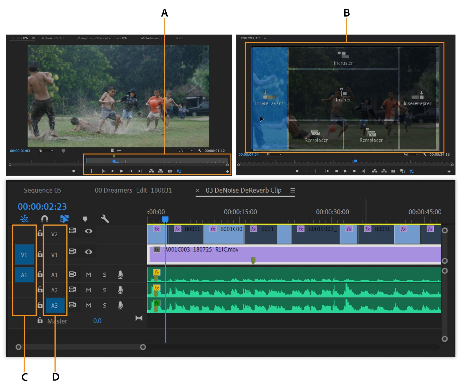 Correction de la source et ciblage des pistes commandes