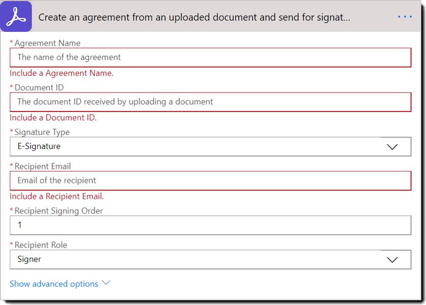 Handling: Opprett en avtale fra et opplastet dokument og send til signering