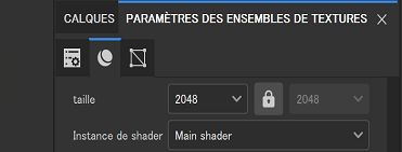 Image montrant où cliquer dans l’interface pour afficher la fenêtre Paramètres des ensembles de textures.