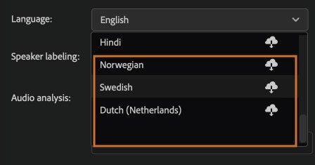 Speech to Text now includes support for Dutch, Norwegian, and Swedish.