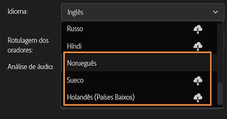 O Fala para texto agora inclui suporte para holandês, norueguês e sueco.