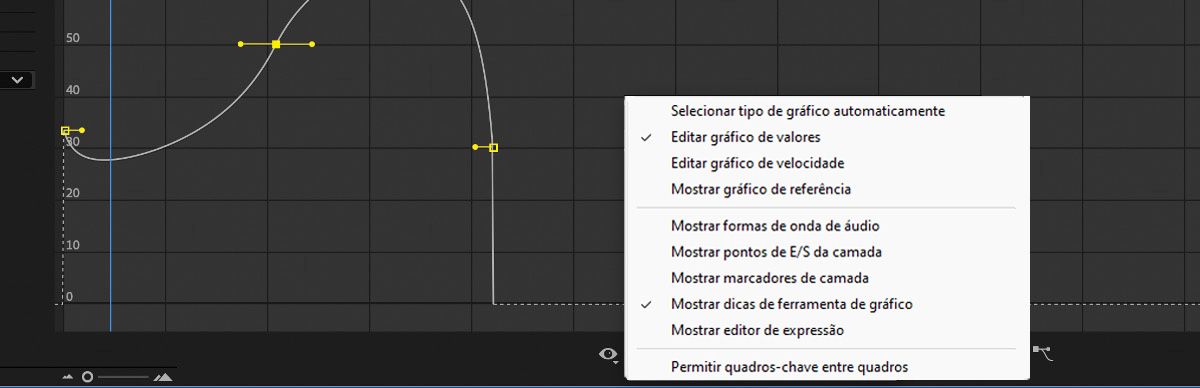 A opção “Editar gráfico de velocidade” é selecionada no menu “Escolher tipo e opções de gráfico”.