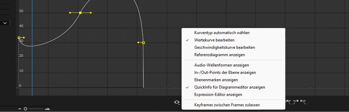 Die Option „Geschwindigkeitskurve bearbeiten“ wird im Menü „Diagrammtyp und Optionen wählen“ ausgewählt.