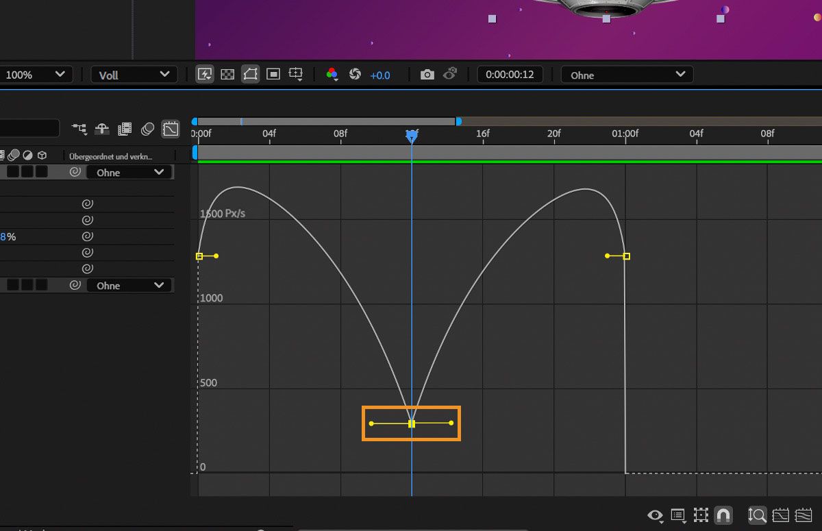 Ziehen des Richtungsgriffs zum Erstellen einer allmählichen Änderung