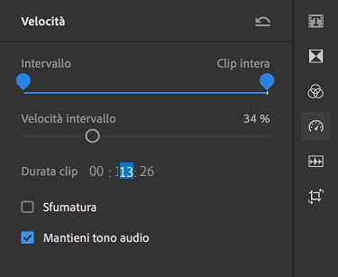 Modifica della durata della clip