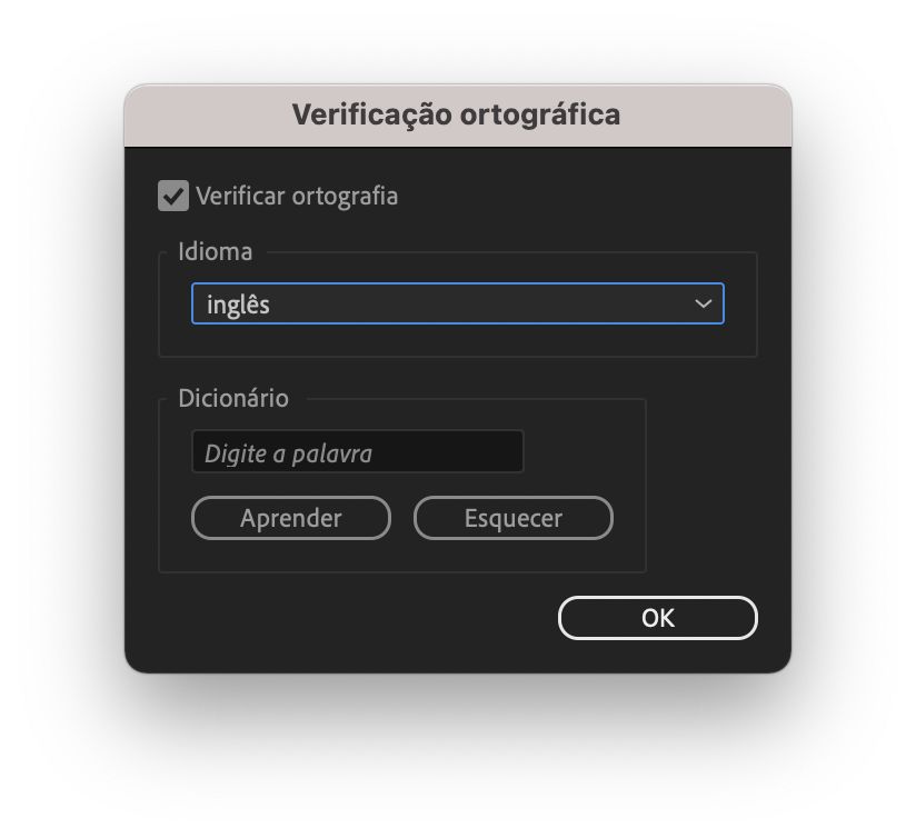 A caixa de diálogo Verificação ortográfica