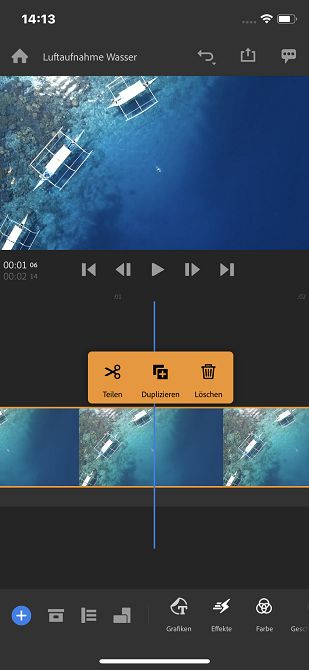 Aufteilen eines Clips