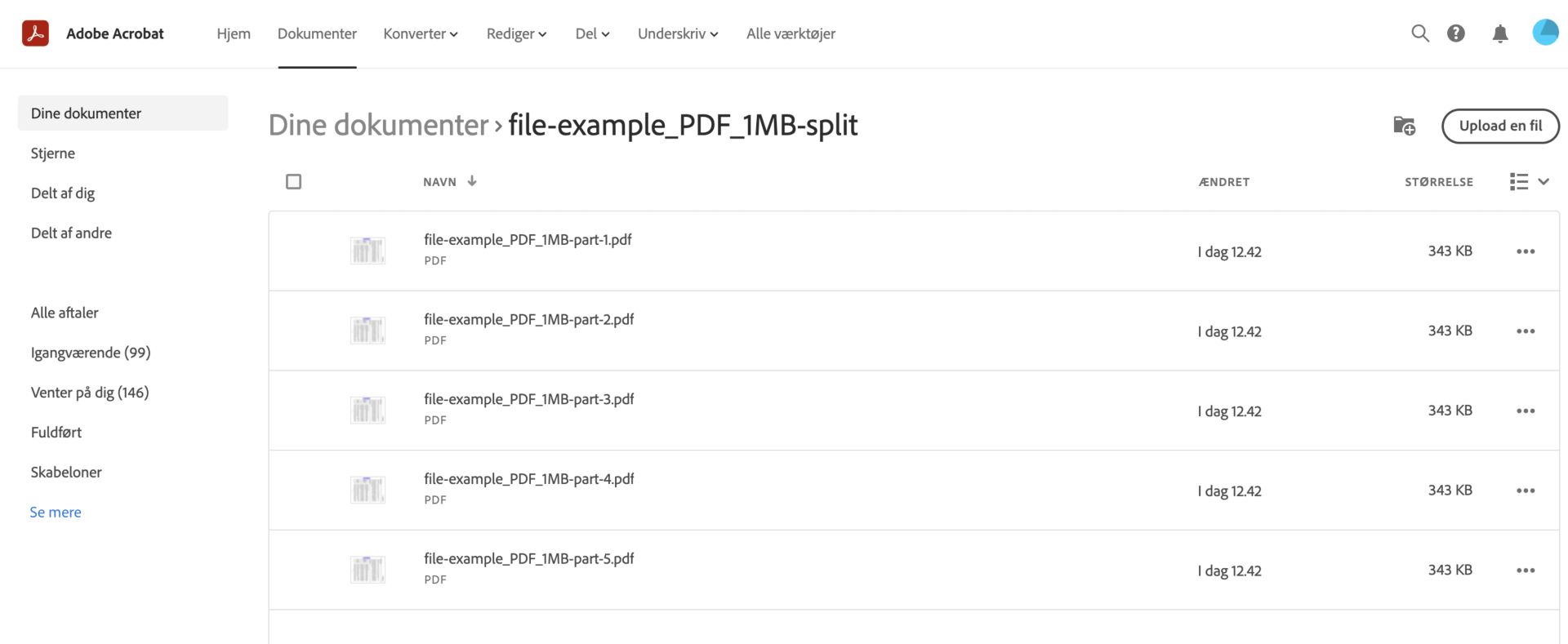 PDF-filer efter opdeling
