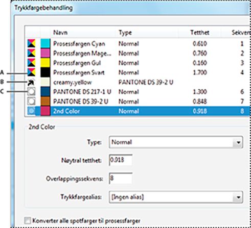 Trykkfargebehandling i Acrobat