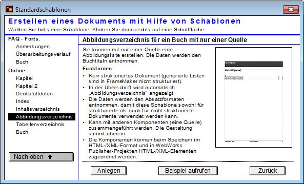 Erstellen Sie ein Dokument mithilfe der Standardvorlage in FrameMaker