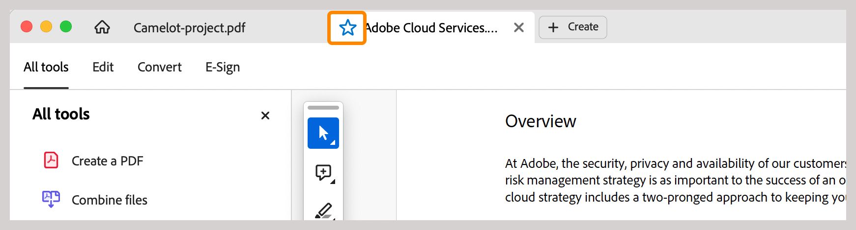 Označenie súboru hviezdičkou z názvu súboru na globálnom paneli