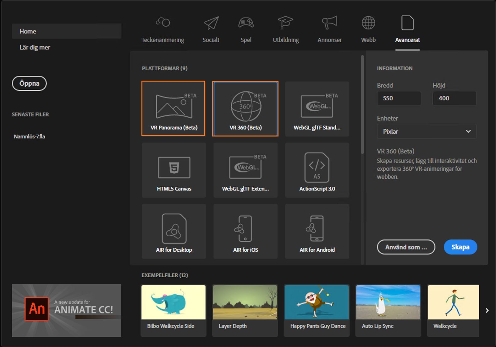 VR 360 och panorama på startskärmen