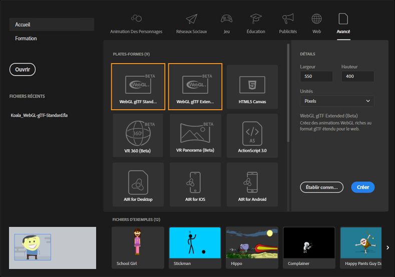 Type de document WebGL-glTF