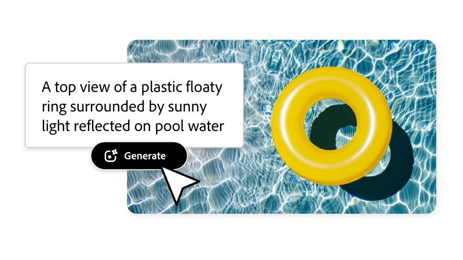 Pool water with floatie background generated via chat box in Adobe Express