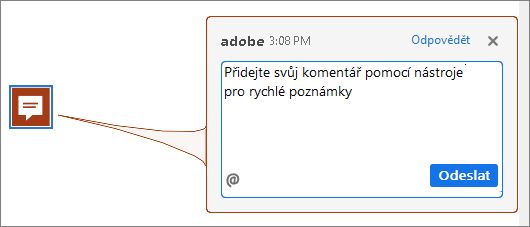Lístek s poznámkou v aplikaci Acrobat