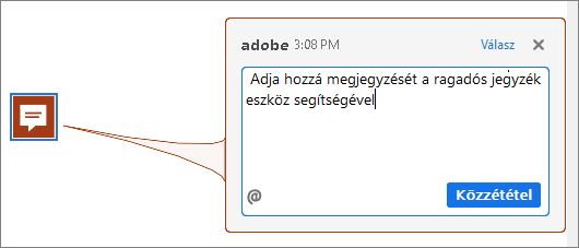 Öntapadó jegyzet megjegyzés az Acrobat programban