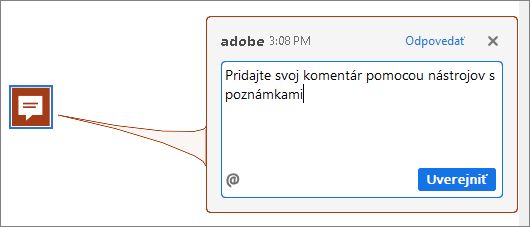 Komentár Lístok s poznámkou v aplikácii Acrobat