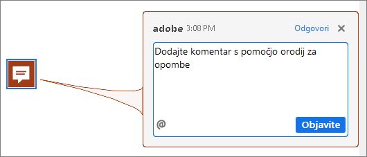 Komentar označevalne opombe v Acrobatu