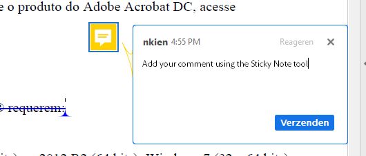 Notitieopmerking in Acrobat