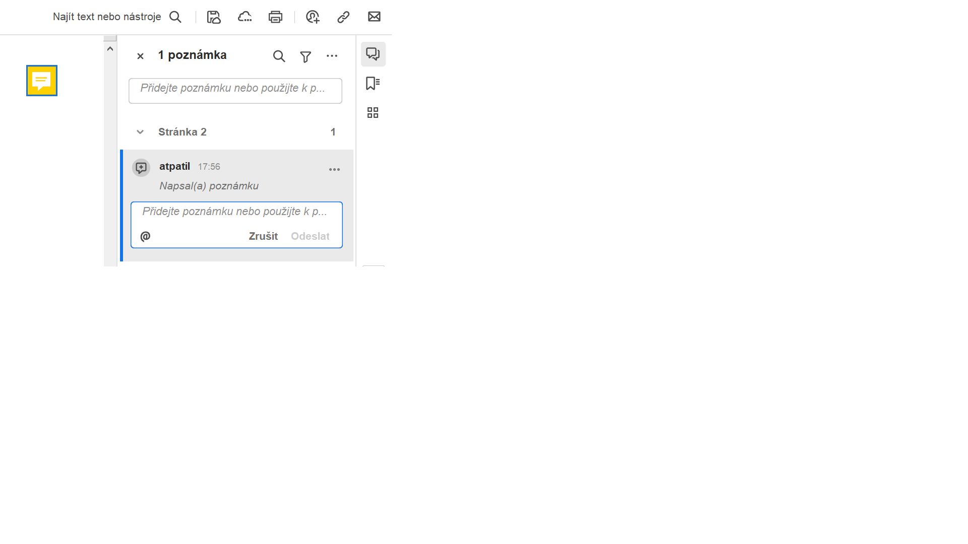 Přidání poznámky v aplikaci Acrobat