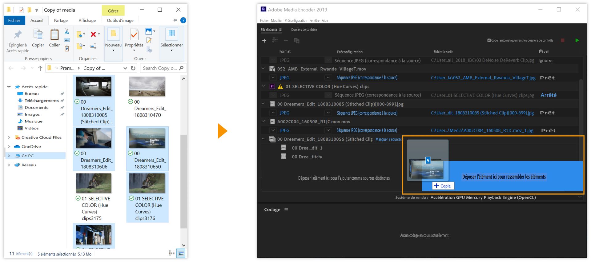 Déposer l’élément ici pour rassembler les éléments