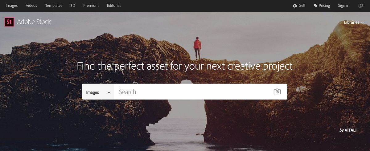 Az Adobe Stock webhelye