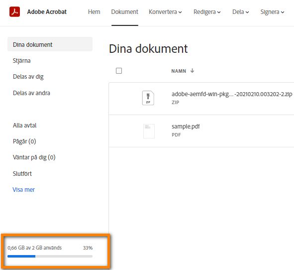 Användningsindikator för lagring