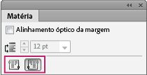 Painel Histórico do InDesign mostrando ícones de direção da história para definir o fluxo de texto como da esquerda para a direita ou da direita para a esquerda.