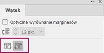 Panel Wątek w programie InDesign pokazujący ikony kierunku wątku do ustawiania przepływu tekstu od lewej do prawej lub od prawej do lewej.