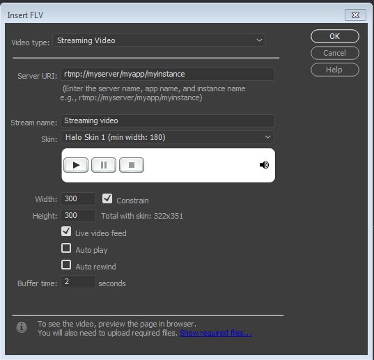 تعيين خيارات تدفق الفيديو