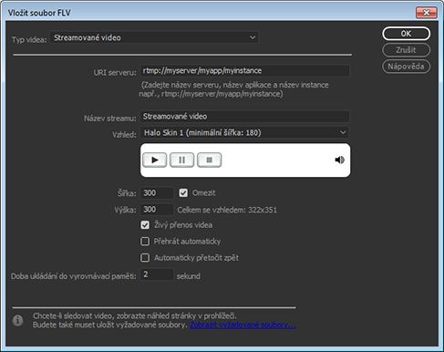 Nastavení možností pro streamované video