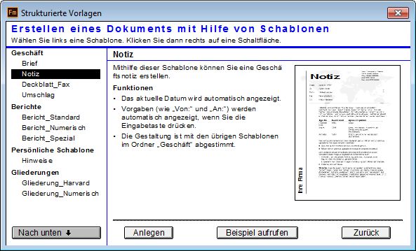 Erstellen Sie ein Dokument mithilfe der Strukturierten Vorlage in FrameMaker