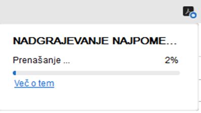 Zaustavljena vrstica napredovanja med namestitvijo programa Acrobat