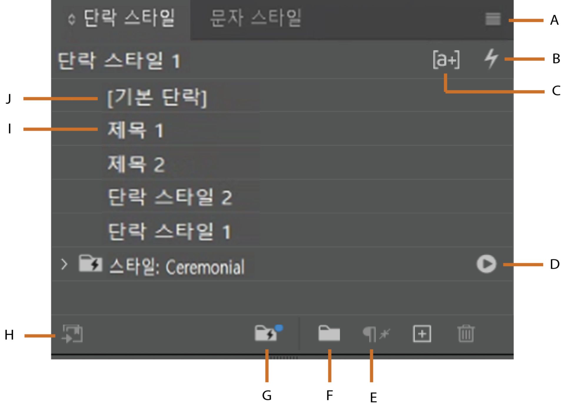 InDesign의 단락 스타일 패널