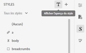 Liste des styles par aperçu