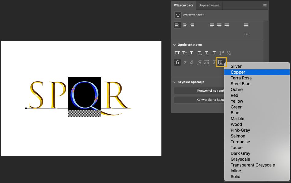 Zestawy stylistyczne czcionek OpenType 