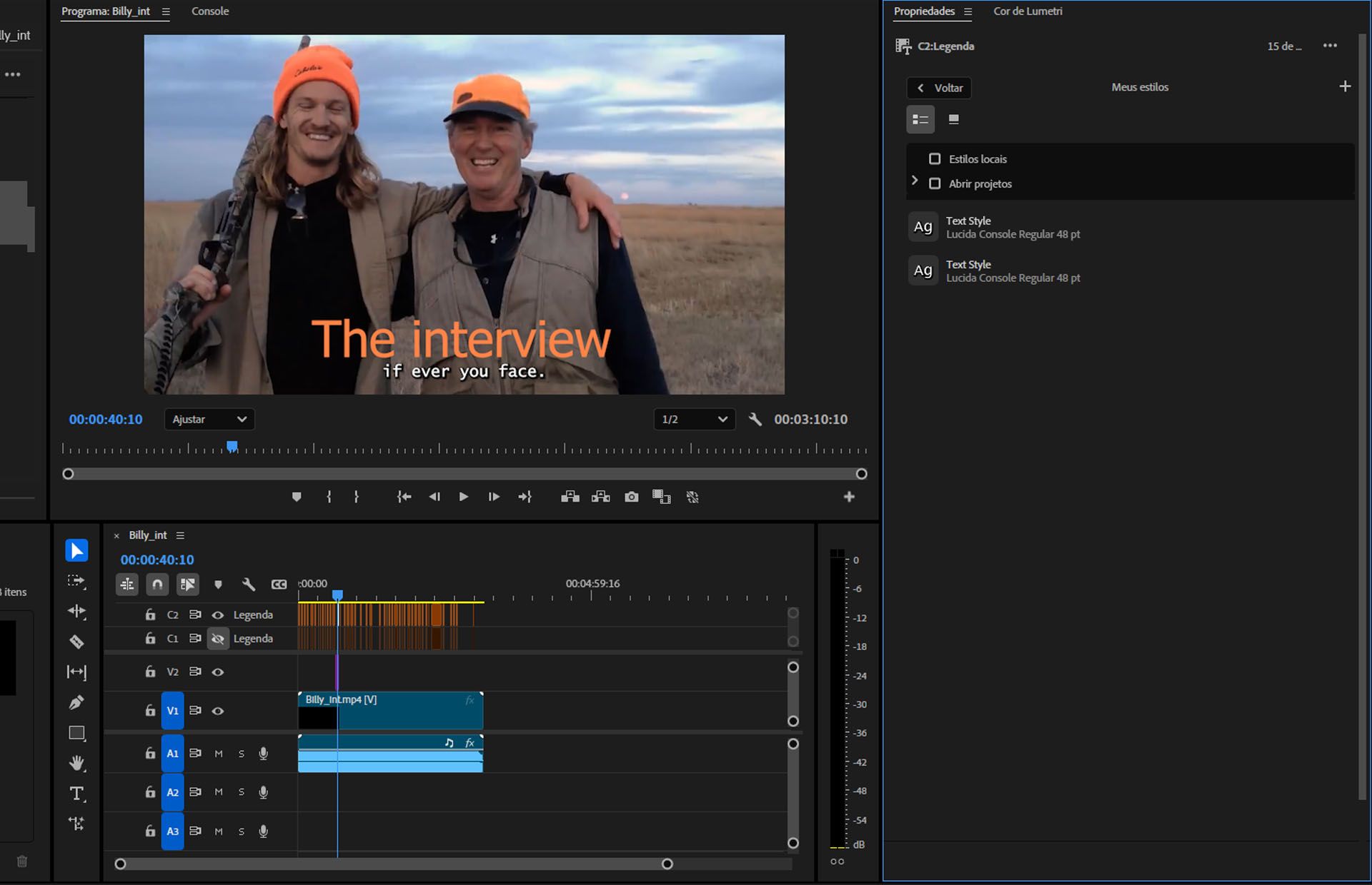 A interface mostra diferentes estilos aplicados a uma única camada de texto.