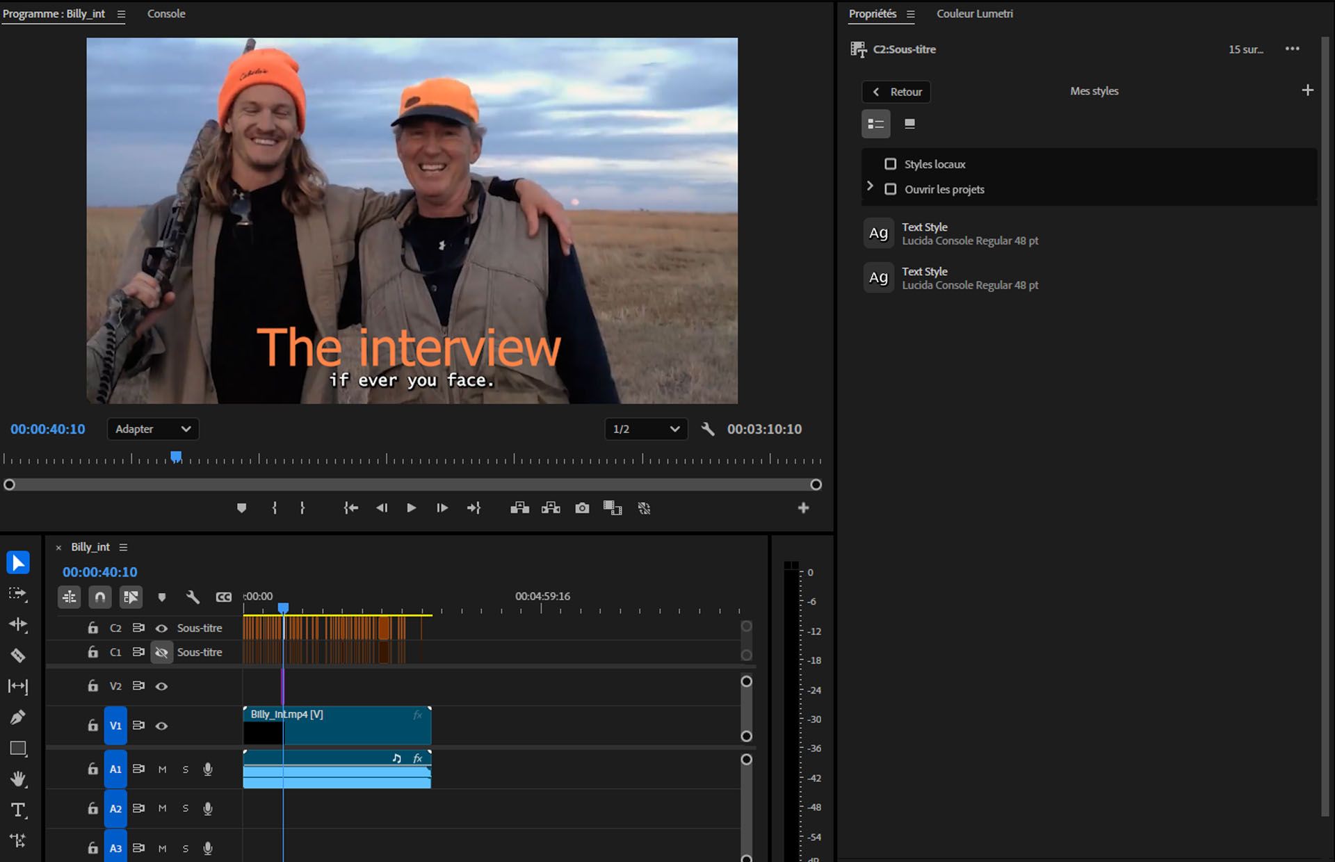 L’interface utilisateur affiche différents styles appliqués à un seul calque de texte.